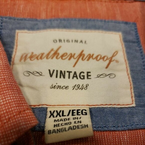 Weatherproof Vintage Mens Red Short Sleeve Shirt XXL Button linen blend - Picture 2 of 6